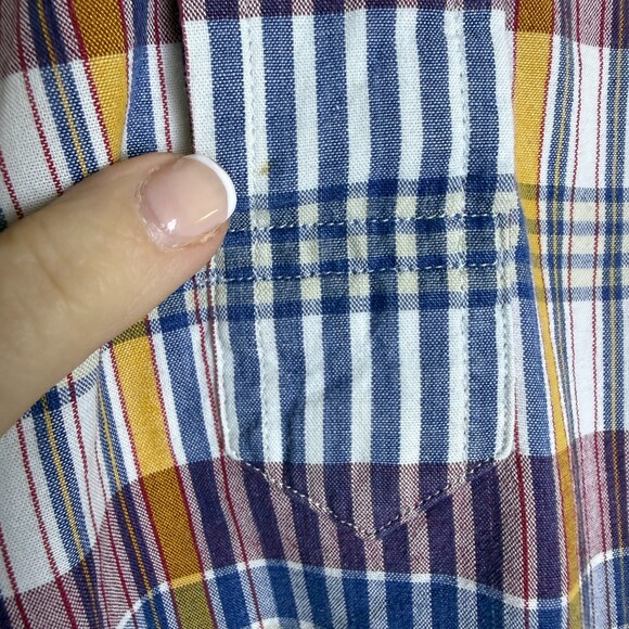 UNIQUE VINTAGE Ralph Lauren Men's Sz L Plaid 3 Button Pullover Dress Shirt - Picture 8 of 15